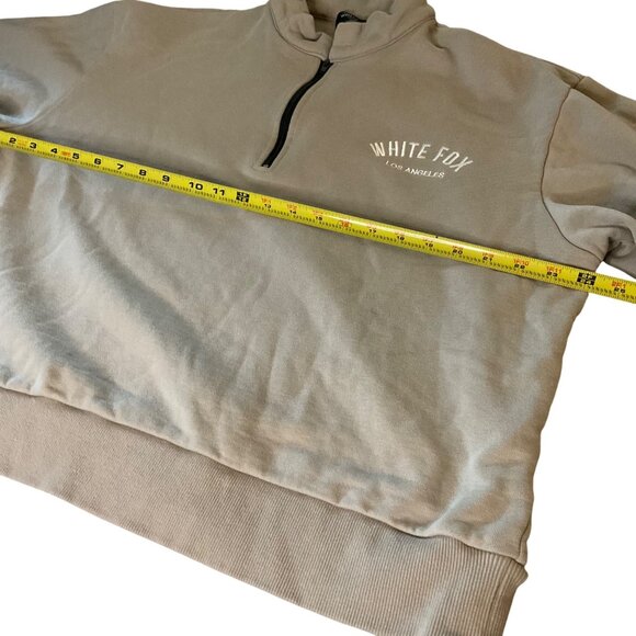 White Fox Los Angeles Half-Zip Pullover Sweatshirt S Cotton-Polyester tan taupe - Picture 8 of 9